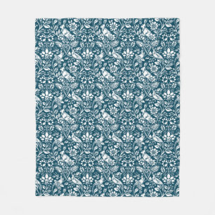 Pheasant und Hare Pattern, Indigo Blau und Weiß Fleecedecke