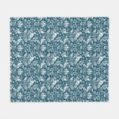 Pheasant und Hare Pattern, Indigo Blau und Weiß Fleecedecke (Vorderseite (Horizontal))