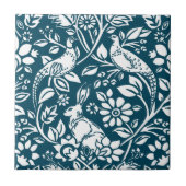 Pheasant und Hare Pattern, Indigo Blau und Weiß Fliese (Vorderseite)