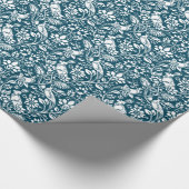 Pheasant und Hare Pattern, Indigo Blau und Weiß Geschenkpapier (Ecke)