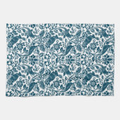 Pheasant und Hare Pattern, Indigo Blau und Weiß Geschirrtuch (Horizontal)