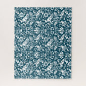 Pheasant und Hare Pattern, Indigo Blau und Weiß Puzzle (Vertikal)