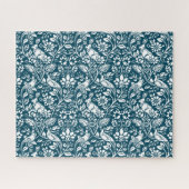 Pheasant und Hare Pattern, Indigo Blau und Weiß Puzzle (Horizontal)
