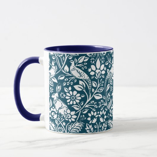 Pheasant und Hare Pattern, Indigoblau und Weiß Tasse (Links)