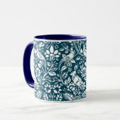 Pheasant und Hare Pattern, Indigoblau und Weiß Tasse (Vorderseite Links)