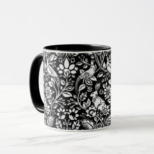 Pheasant und Hare Pattern, schwarz und weiß Tasse