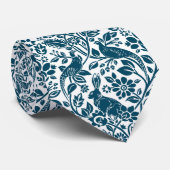 Pheasant und Hare Pattern, weiß und Indigoblau Krawatte (Gerollt)