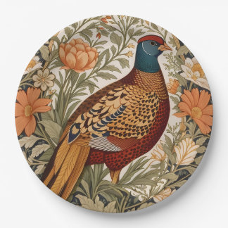Pheasant Vintage Floral William Morris Inspired  Pappteller