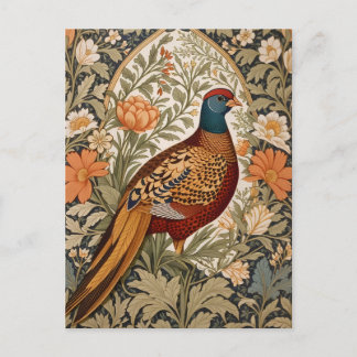 Pheasant Vintage Floral William Morris Inspired  Postkarte