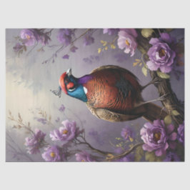Pheasant Violet Floral Illustration Seidenpapier
