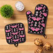 Pheasants Peacock Art Ofenhandschuh & Topflappen-Set (Oben Unten)