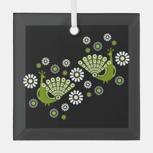 Pheasants Peacock Art Ornament Aus Glas (Vorderseite)