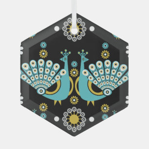 Pheasants Peacock Art Ornament Aus Glas