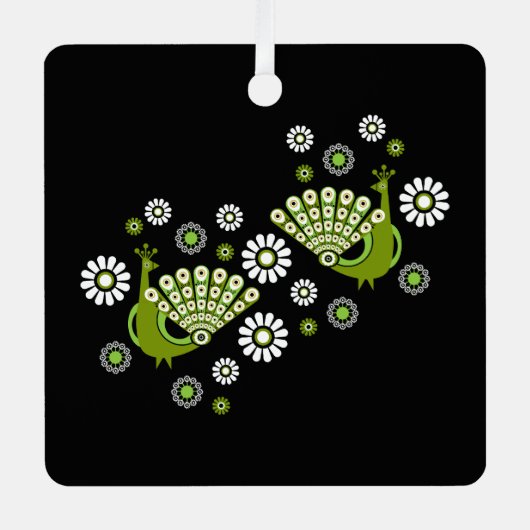 Pheasants Peacock Art Ornament Aus Metall (Vorderseite)