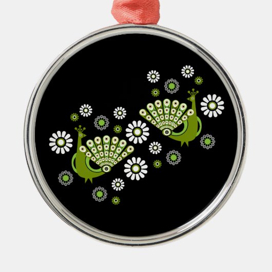 Pheasants Peacock Art Ornament Aus Metall (Vorne)