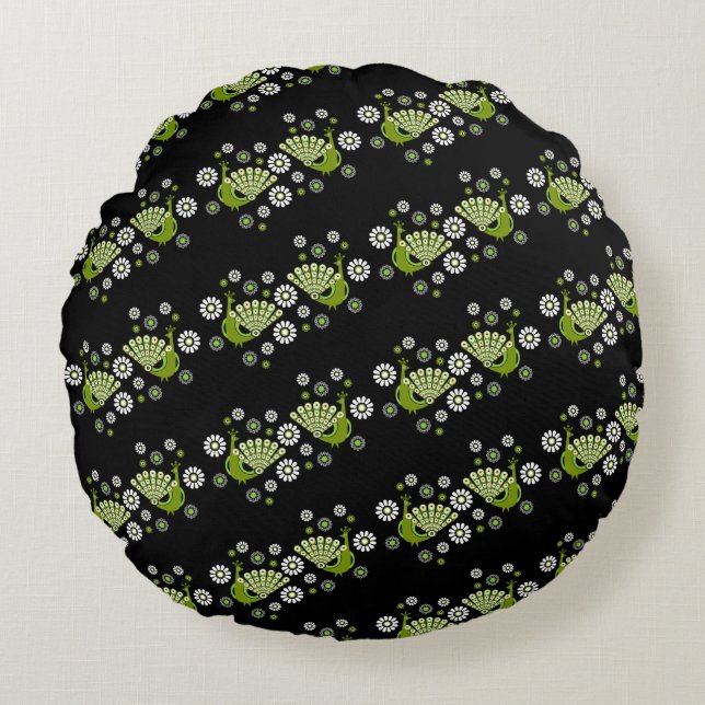 Pheasants Peacock Art Rundes Kissen (Vorderseite)