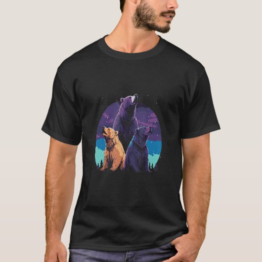 Phenomenal Howling Grizzly Bear Pack Retro Awesome T-Shirt (Vorderseite)