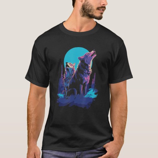 Phenomenal Howling Wolves Wolf Pack Retro Awesomen T-Shirt (Vorderseite)
