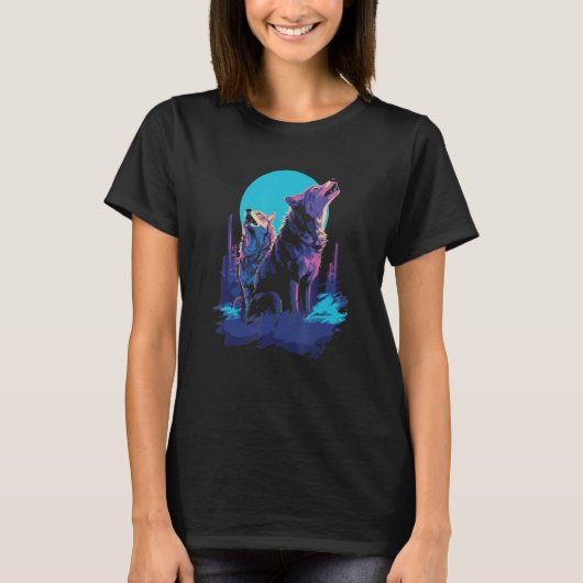 Phenomenal Howling Wolves Wolf Pack Retro Awesomen T-Shirt (Vorderseite)