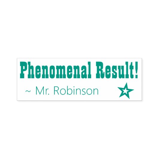 "Phenomenal Resultat!" + Name des Autors Permastempel (Design)