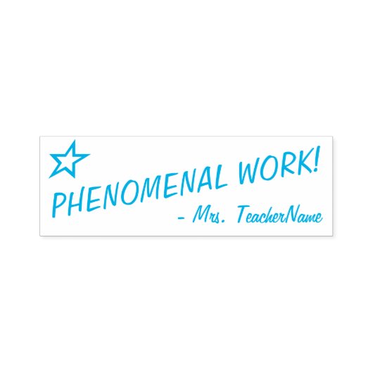 "PHENOMENALE ARBEIT!" + Tutor-Name Kautschuk-Brief Permastempel (Design)