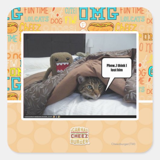 Phew Ich glaube, ich habe ihn verloren Quadratischer Aufkleber (Vorderseite)