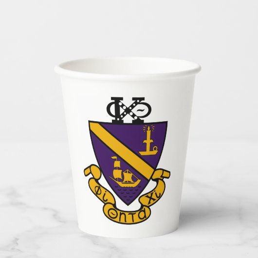 Phi Chi Theta | Farb-Wappen Pappbecher (Vorderseite)