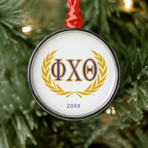 Phi Chi Theta Griechisch mit Kranz Ornament Aus Metall