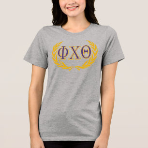 Phi Chi Theta Griechisch mit Kranz Tri-Blend Shirt