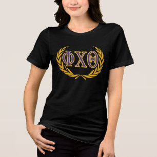 Phi Chi Theta Griechisch mit Kranz Tri-Blend Shirt