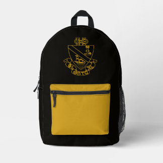 Phi Chi Theta-Wappen | Gold und Schwarz Bedruckter Rucksack
