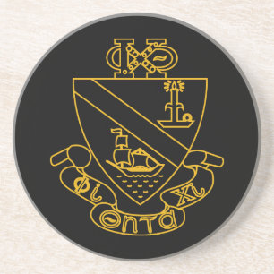 Phi Chi Theta Wappen Gold und Schwarz Getränkeuntersetzer