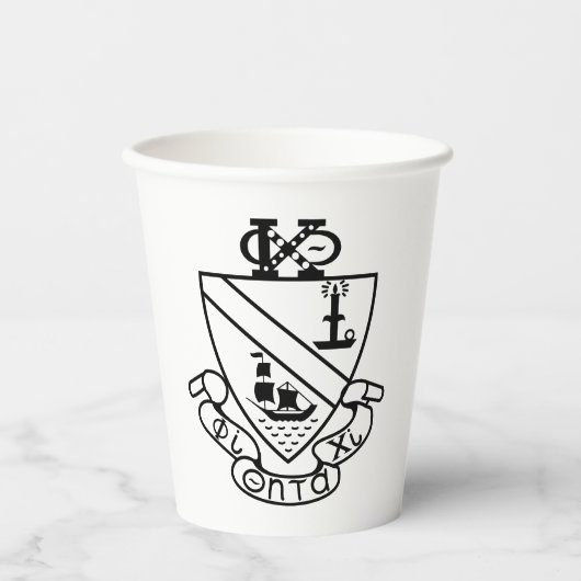 Phi Chi Theta Wappen | S/W Pappbecher (Vorderseite)