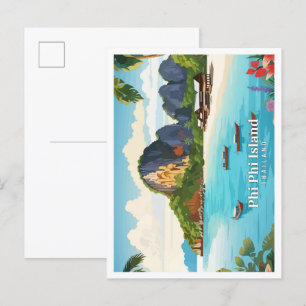 Phi Phi Insel Thailand Vintage Reise Postkarte