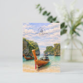Phi Phi Inseln, Andamanensee | Wasserfarbe Strand  Postkarte (Stehend Vorderseite)