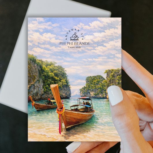 Phi Phi Inseln, Andamanensee | Wasserfarbe Strand  Postkarte