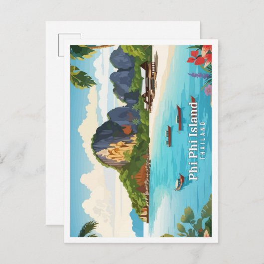 Phi Phi Island Thailand Vintage Travel Postkarte (Vorne/Hinten)