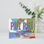 Phi Phi thailand Vintage Reiseplakat Postkarte (Stehend Vorderseite)