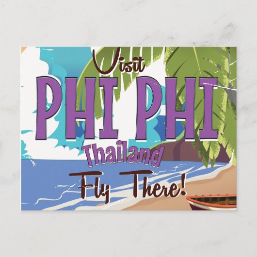 Phi Phi thailand Vintage Reiseplakat Postkarte (Vorderseite)