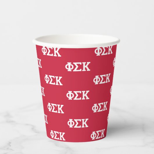 Phi Sigma Kappa Buchstaben Pappbecher (Vorderseite)