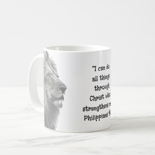 Phil 4:13 Motivation der Inspirationsbibel-Schrift Kaffeetasse (Vorderseite Links)