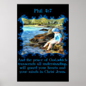 Phil 4:7 Baby Junge fischen im Fluss. Poster (Vorne)