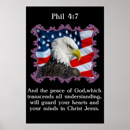 Phil 4:7 mit einem Adler vor der amerikanischen Fl Poster (Vorne)