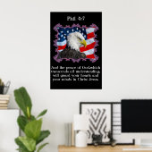 Phil 4:7 mit einem Adler vor der amerikanischen Fl Poster (Heimbüro)