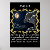 Phil 4:7 Wölfe schauen in den Vollmond. Poster (Vorne)