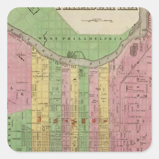 Philadelphia 3 quadratischer aufkleber (Vorderseite)