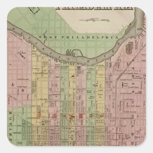 Philadelphia 6 quadratischer aufkleber (Vorderseite)