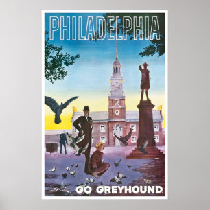 Philadelphia Art Philly Reiseplakat Fahr Greyhound Poster