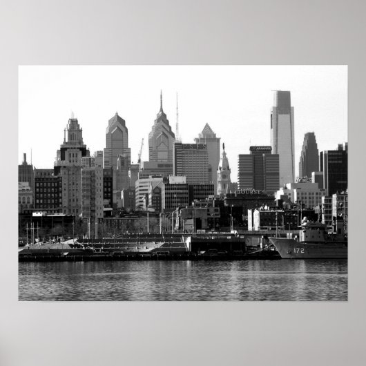 Philadelphia Black & White Skyline Print Poster (Vorne)