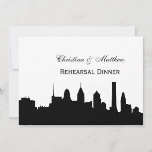 Philadelphia Blk Skyline Silhouette Probe-Dinner Einladung